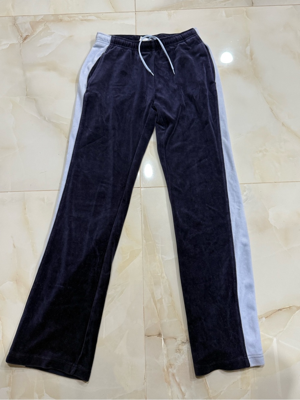 Puma Men's Black Velour Joggers with Light Gray Side Stripes